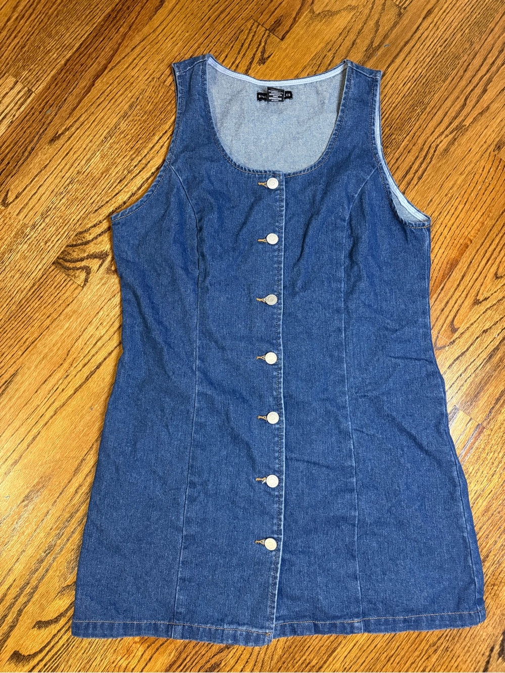 Denim Button-Front Sleeveless Dress